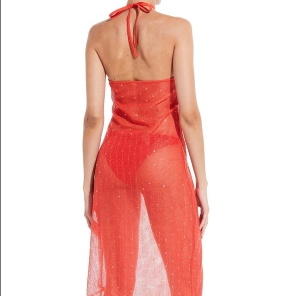 New Solid & Striped The Sequined Samar Coral Red Mesh Beach Swim Cover-Up NWT XS - Picture 4 of 12